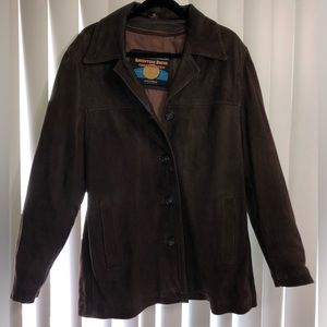 WISONS LEATHER Vintage Chocolate Brown Suede Blazer Jacket 4 Button